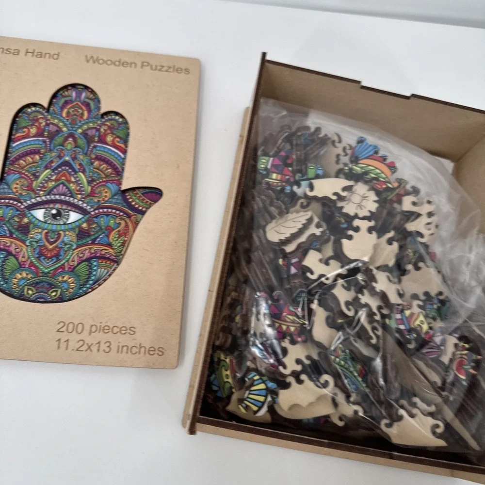 Wooden Jigsaw Puzzle‎ for Adults by ZenChalet 200 Pieces Hamas Hand Complete - Picture 2 of 5